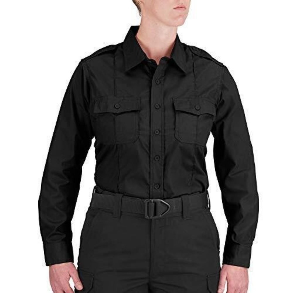 Propper Women's Long Sleeve Duty Button Shirt, Black, Size 4XL